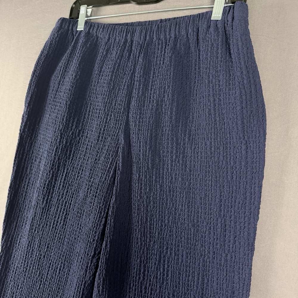 Orvis Women's Navy Blue Crinkle Elastic Waist Straight Leg Pants Petites SP